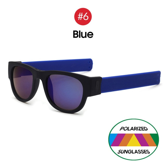 Blue Polarized Mirrored Lens Shapeable Slap-on Sunglasses On Sale