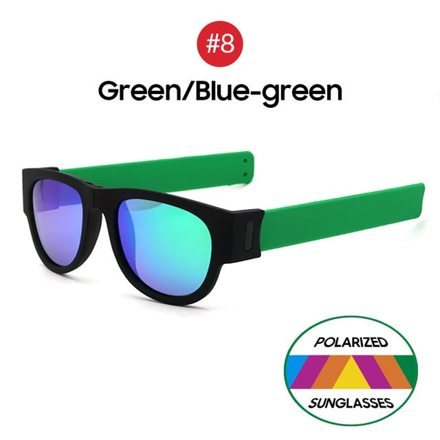 Green Blue-green Polarized Mirrored Lens Shapeable Slap-on Sunglasses On Sale