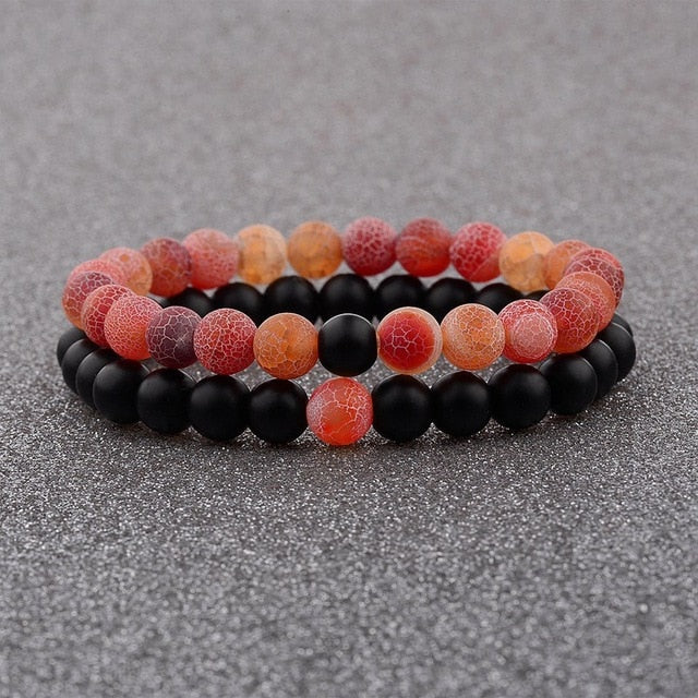 1 Set Weathered Stone Couple Bracelets On Sale