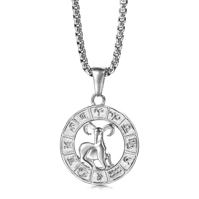 12 Horoscope Aries Zodiac Pendant Necklace On Sale