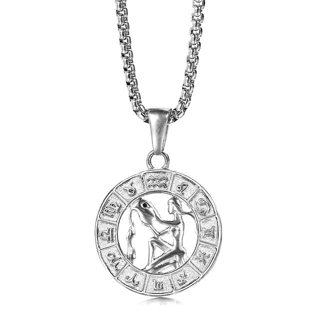 12 Horoscope Aquarius Zodiac Pendant Necklace On Sale