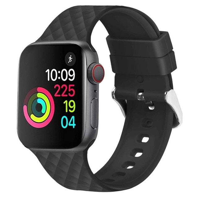 3D Diamond Texture Black Strap for Apple Watch Band On Sale