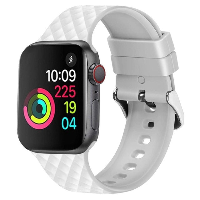 3D Diamond Texture White Strap for Apple Watch Band On Sale