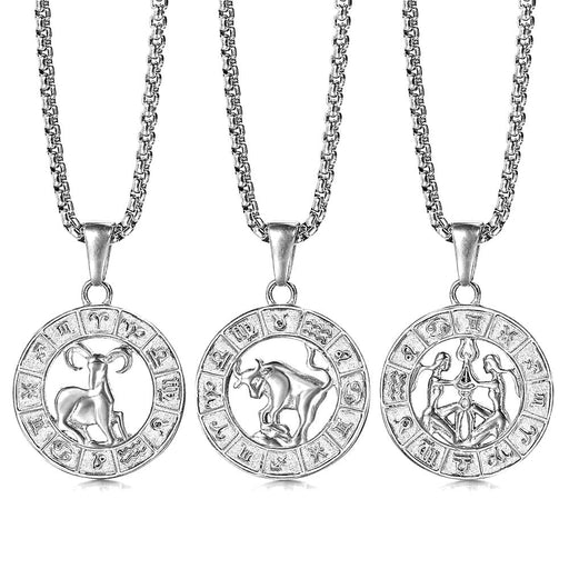12 Horoscope Zodiac Pendant Necklace On Sale at Cloverbliss.com