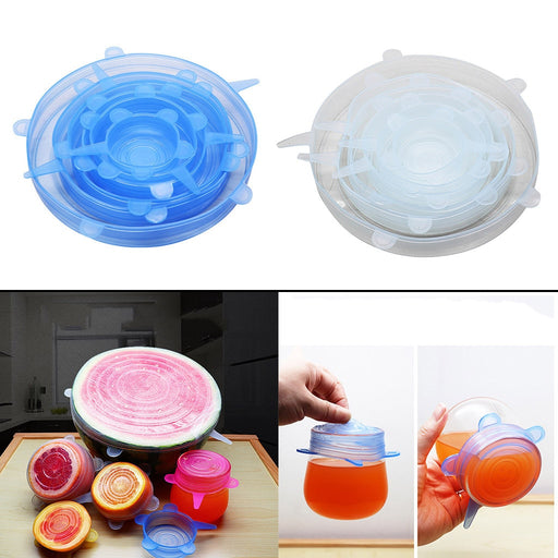 6 Pcs Per Set Eco-friendly Stretchy Silicone Food Storage Container Lids On Sale