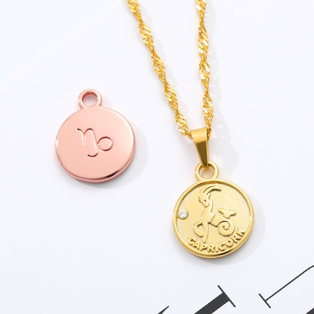 Zodiac Medallion Pendant Necklace - cloverbliss.com