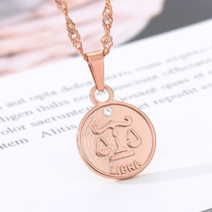 Zodiac Medallion Pendant Necklace - cloverbliss.com