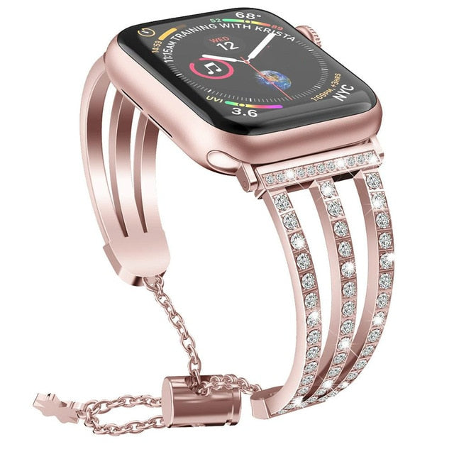 Apple Rose Gold Watch Diamond Band 38mm 40mm 42mm 44mm On Sale