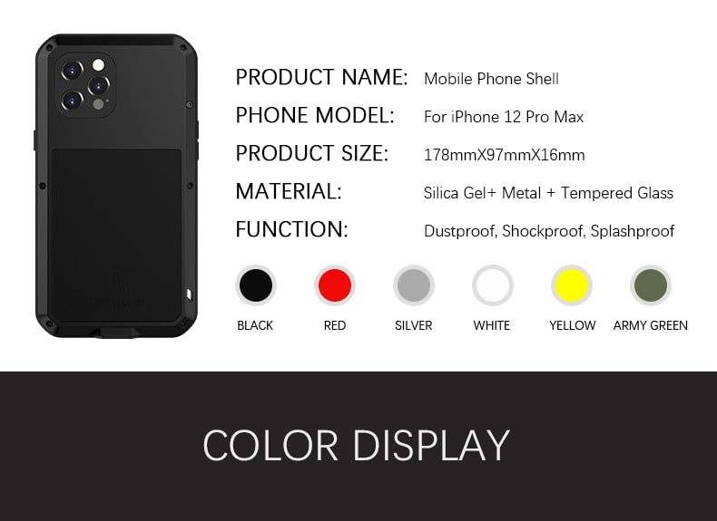Aluminum Metal Glass Case for iPhone 12 Pro Max