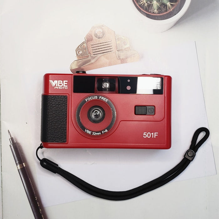 SALE Red Vibe Photo 501F Vintage 35mm Reusable Film Camera