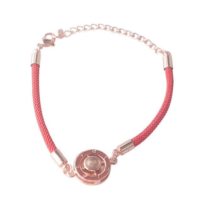 I Love You in 100 Languages Projection Red Rose Gold Bracelet On Sale