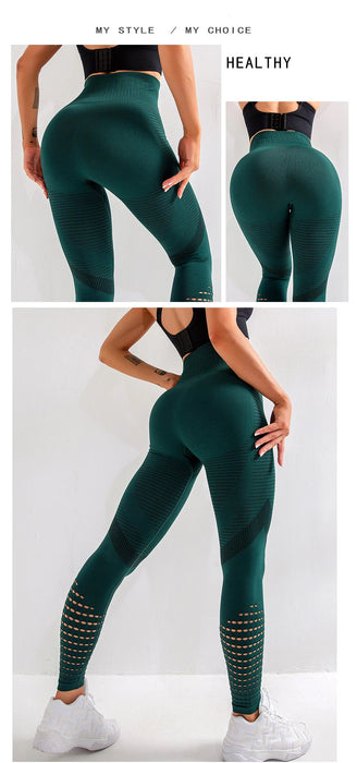 High Waisted Push-Up Hollow Printed Fitness Leggings On Sale
