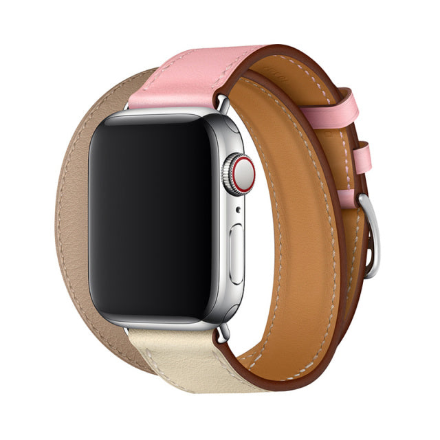 Sakura Craie Argile Double Tour Leather Wrap Watch Bracelet For Apple iWatch On Sale