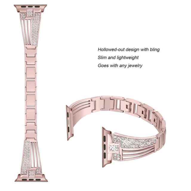 Rose Pink Diamond Band Strap For Apple Watch On Sale