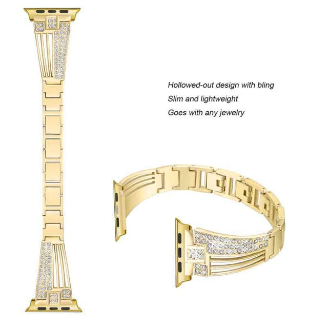 Gold Diamond Band Strap For Apple Watch On Sale