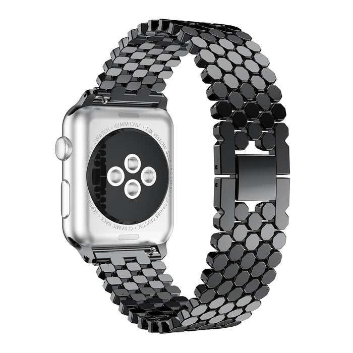 Black Honeycomb Stainless Steel Link Apple Watch Bracelet For iWatch Series 7, 6, SE, 5, 4, 3 On Sale