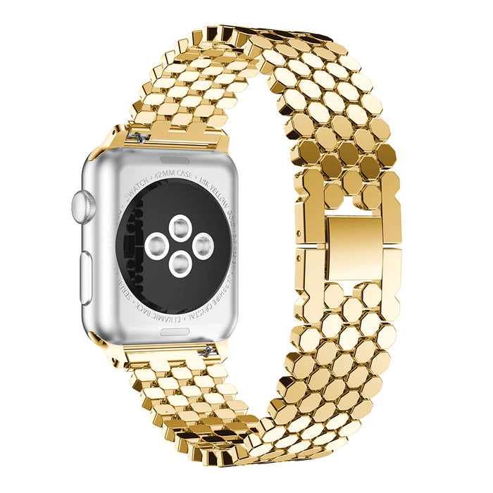 Gold Honeycomb Stainless Steel Link Apple Watch Bracelet For iWatch Series 7, 6, SE, 5, 4, 3 On Sale