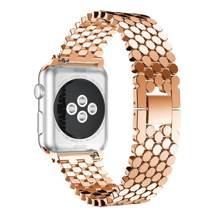 Rose Gold Honeycomb Stainless Steel Link Apple Watch Bracelet For iWatch Series 7, 6, SE, 5, 4, 3 On Sale