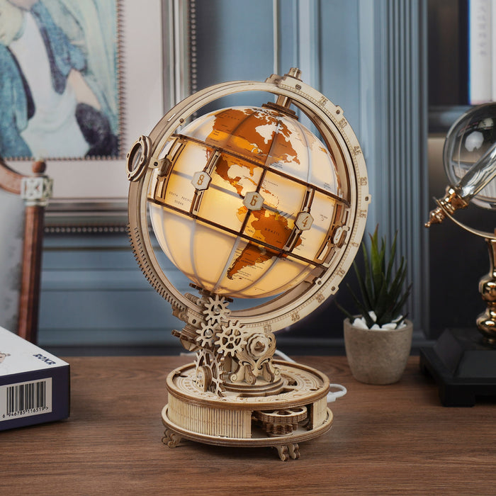 Globe with LED Light Wooden Puzzle Model On Sale