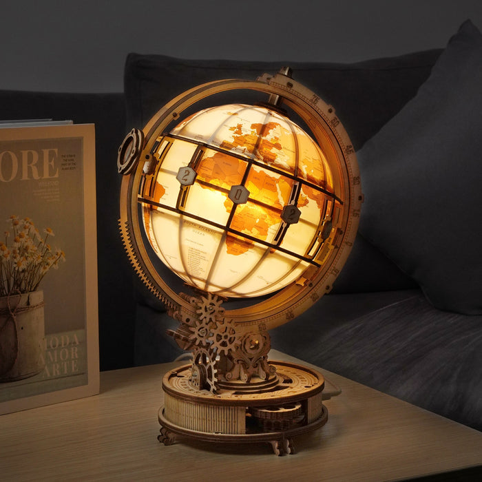 Globe with LED Light Wooden Puzzle Model On Sale