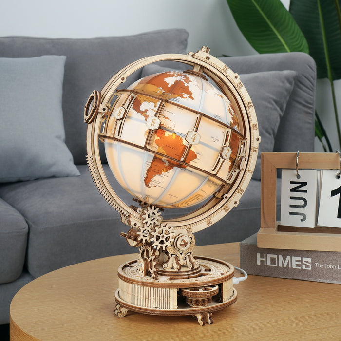 Globe with LED Light Wooden Puzzle Model On Sale