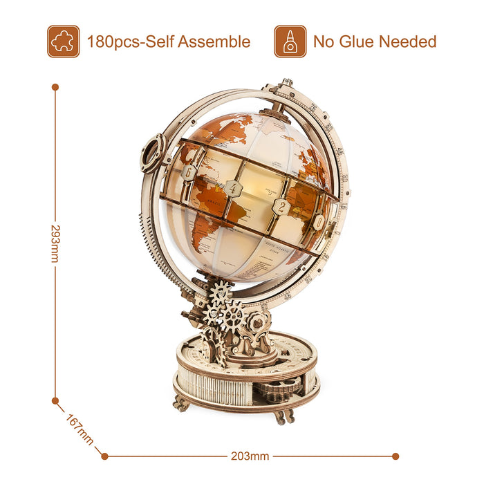 Globe with LED Light Wooden Puzzle Model