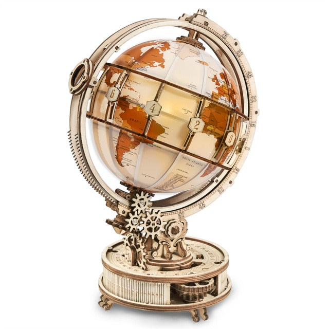 Globe with LED Light Wooden Puzzle Model On Sale