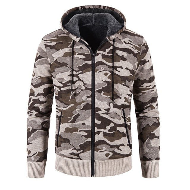 Beige Camouflage Warm Fleece Men Jacket On Sale