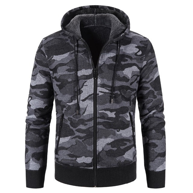 Gray Camouflage Warm Fleece Men Jacket On Sale