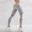 Gray High Waisted Push-Up Hollow Printed Fitness Leggings On Sale