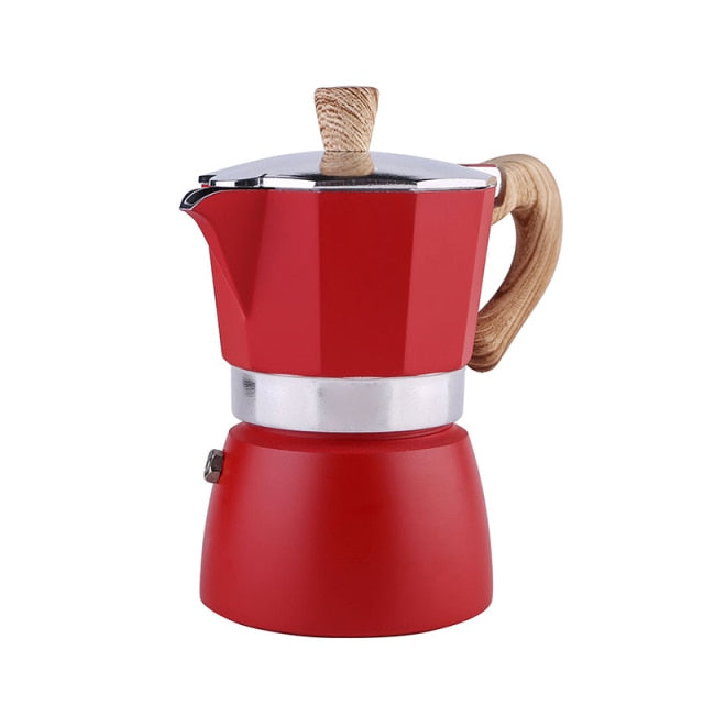 Red Aluminum Moka Espresso Coffee Pot On Sale