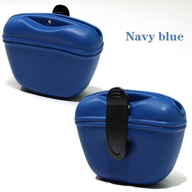 Navy Blue Silicone Pet Treats Waist Pouch Bag On Sale