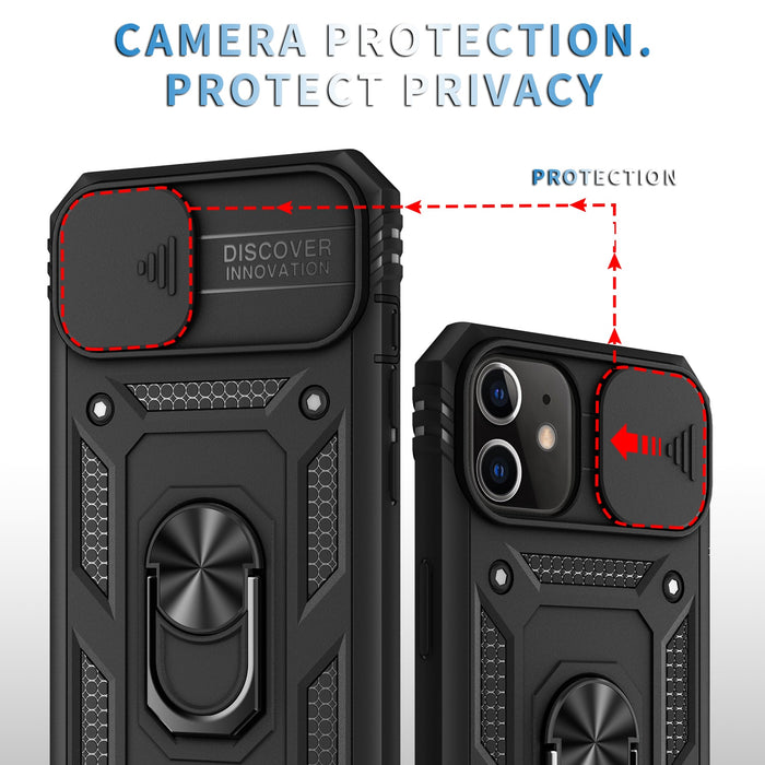 iPhone 12, 13, Mini Pro ProMax Case with Kickstand and Camera Cover