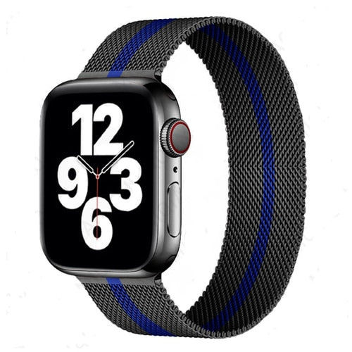 SALE Black Middle Blue Milanese Loop For Apple Watch Band