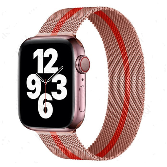 SALE Pink Middle Red Milanese Loop For Apple Watch Band
