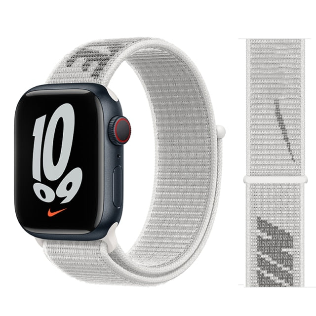 NIKE White Nylon Watch Straps Collection For Apple Watch 38mm, 40mm, 42mm, 44 mm On Sale