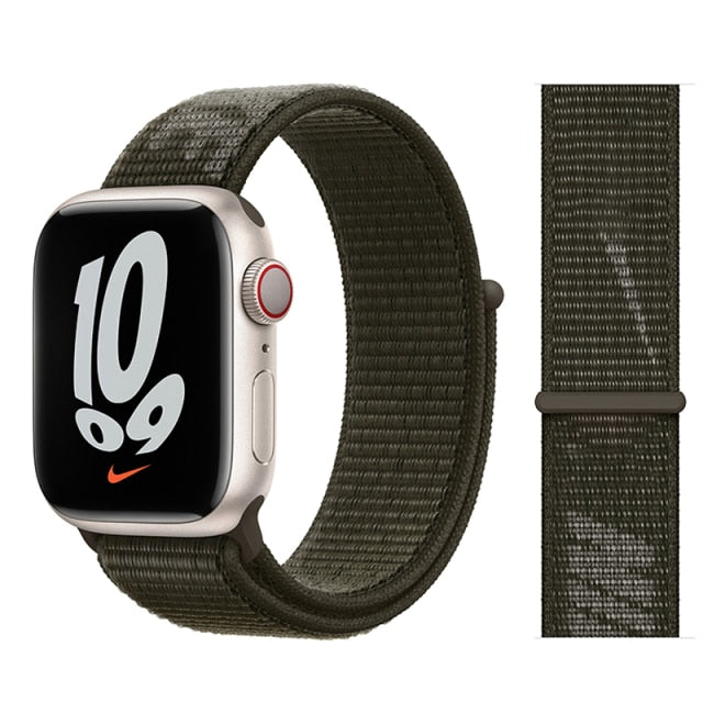 NIKE Cargo Khaki Nylon Watch Straps Collection For Apple Watch 38mm, 40mm, 42mm, 44 mm On Sale