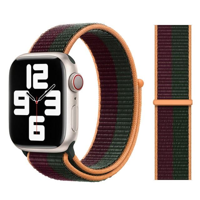 Cherry Green Nylon Watch Strap For Apple Watch 38mm, 40mm, 42mm, 44 mm On Sale
