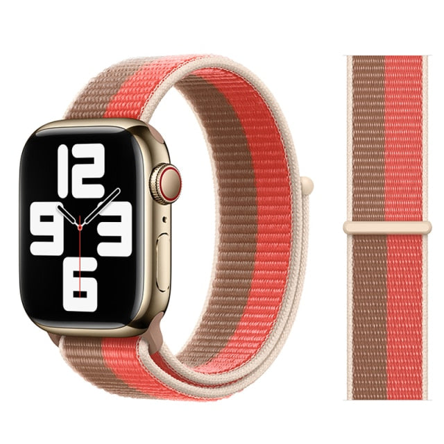 Pink Tan Nylon Watch Strap For Apple Watch 38mm, 40mm, 42mm, 44 mm On Sale