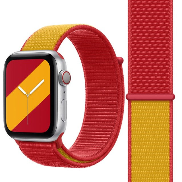 Spain World Flag Nylon Watch Straps Collection For Apple Watch 38mm, 40mm, 42mm, 44 mm On Sale