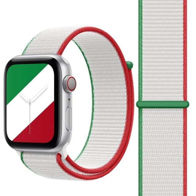 Mexico World Flag Nylon Watch Straps Collection For Apple Watch 38mm, 40mm, 42mm, 44 mm On Sale