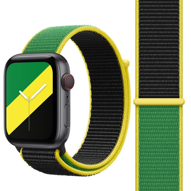 Jamaica World Flag Nylon Watch Straps Collection For Apple Watch 38mm, 40mm, 42mm, 44 mm On Sale