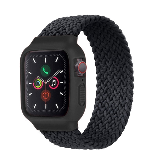 Tempered Glass iWatch Case And Black Braided Solo Loop Apple Watch Bracelet  On Sale