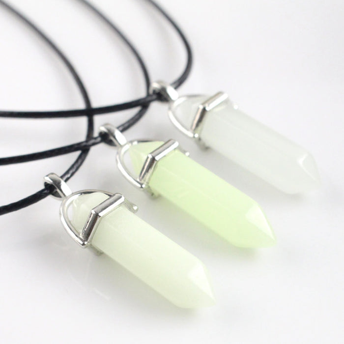 Glow-in-the-dark Crystal Bullet Necklace