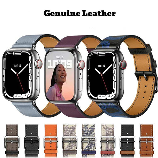 Genuine Leather Loop Apple Watch Band For iWatch Series 7, 6, 5, 4, 3 On Sale