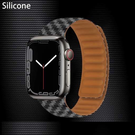 Carbon Fiber Pattern Silicone Magnetic Loop Apple Watch Band For iWatch series 7, 6, SE, 5, 4, 3 On Sale
