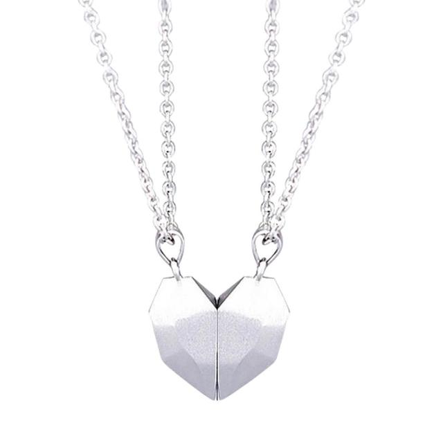 Magnetic Matching Silver Heart Necklaces On Sale