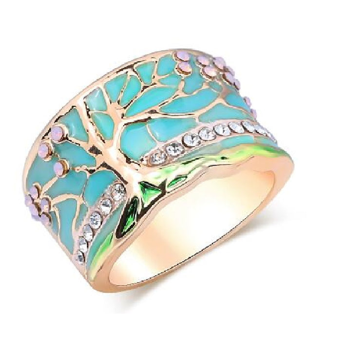 Blue Alloy Tree of Life Ring