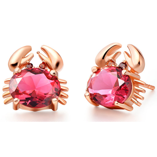 Red CZ Crab Stud Earrings On Sale