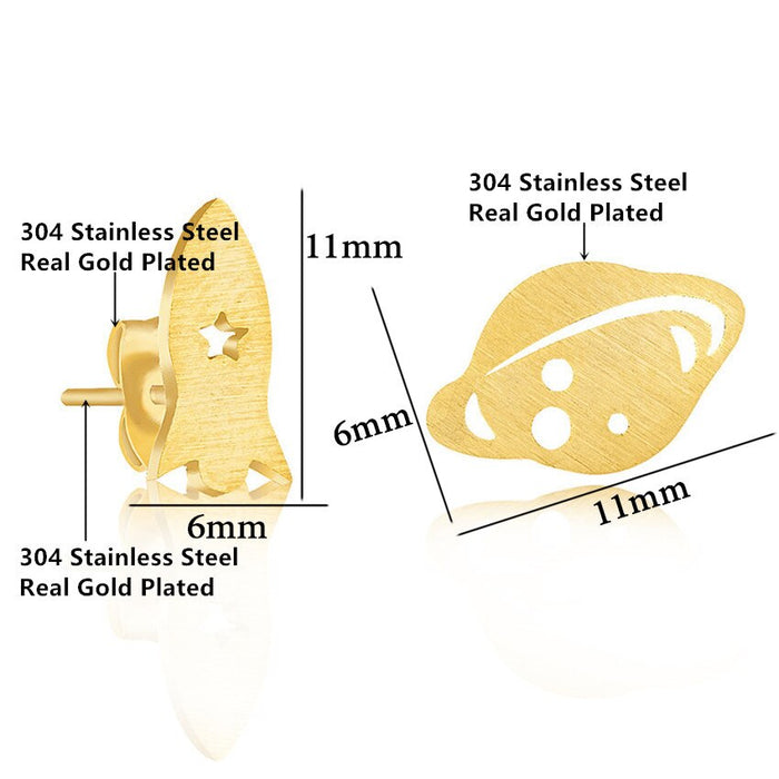Saturn & Rocket Earrings - cloverbliss.com
